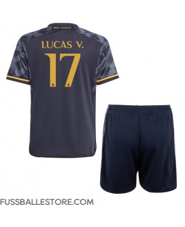 Günstige Real Madrid Lucas Vazquez #17 Auswärts Trikotsatzt Kinder 2023-24 Kurzarm (+ Kurze Hosen)
